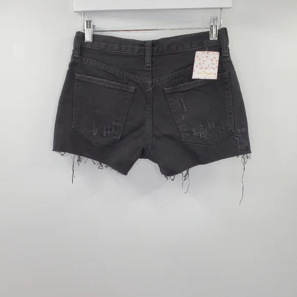 Free People Sofia Shorts Distressed Black Boho NEW